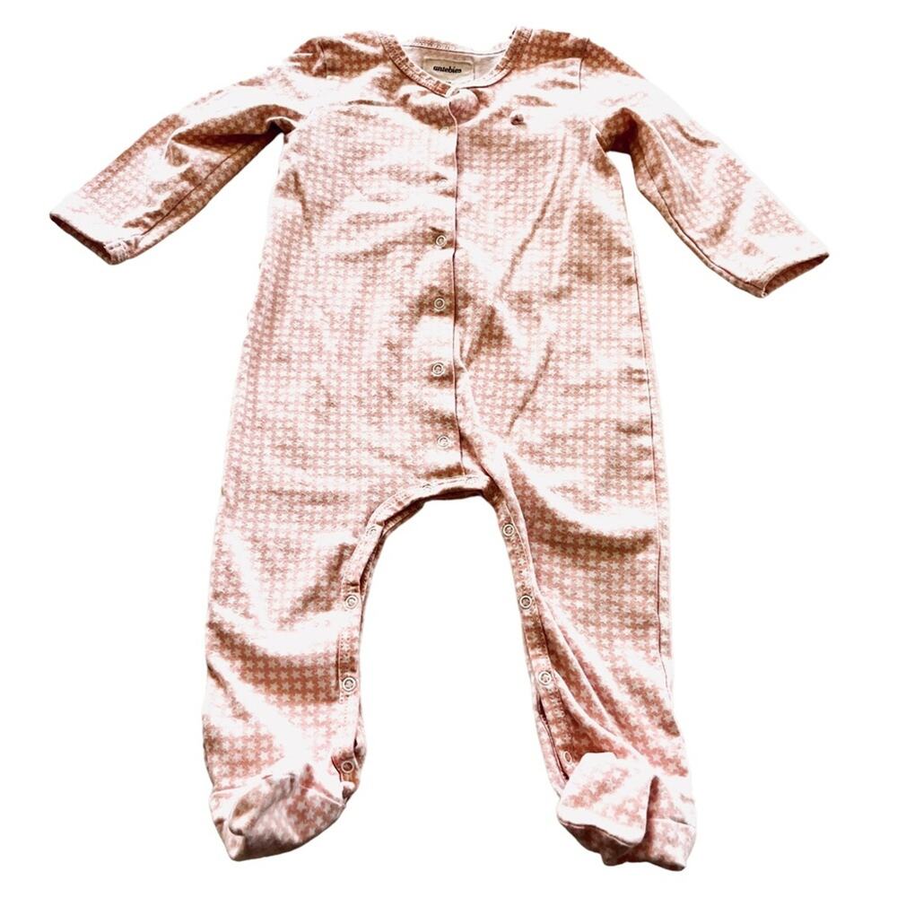 Antebies baby girl star plaid cotton footsie size 6-9 months